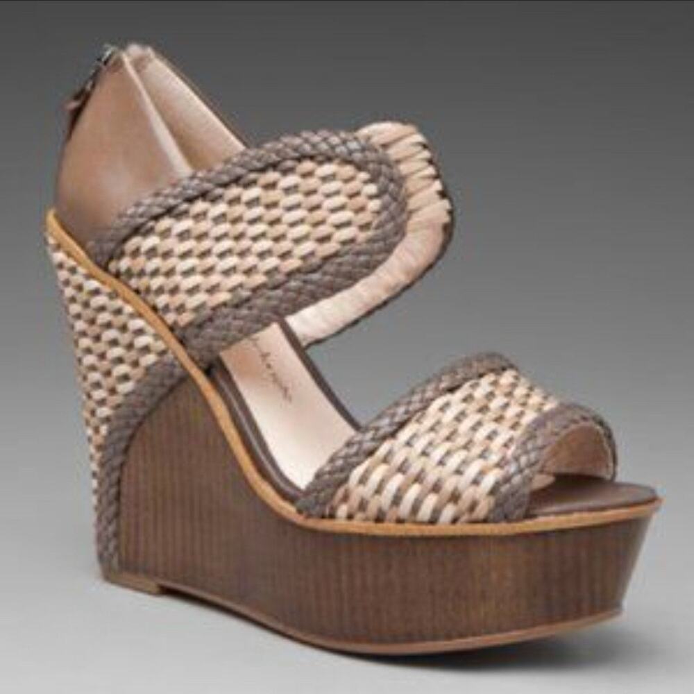 House Of Harlow 1960 Open Toe Platform Wedge Sandals Basket Weave 36.6 EU 6.5 US